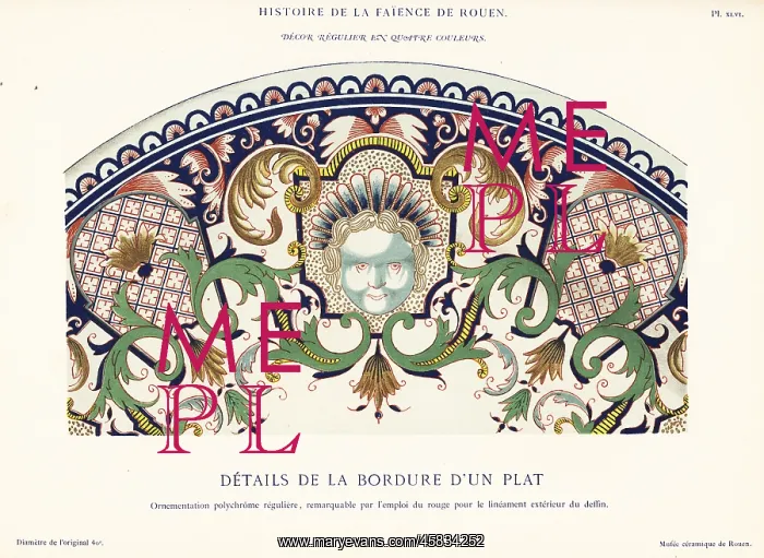 : Details of the border of a polychrome plate, Rouen : Details of the border of a polychrome plate, Rouen