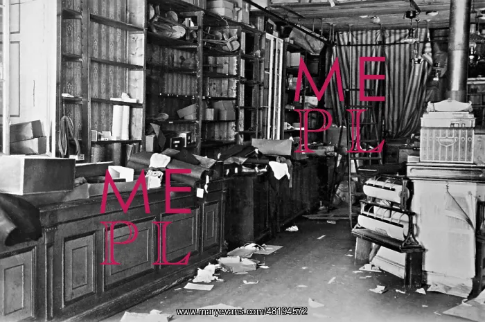 : A devastated shop after the Polish uprising in Upper Silesia : A devastated shop after the Polish uprising in Upper Silesia