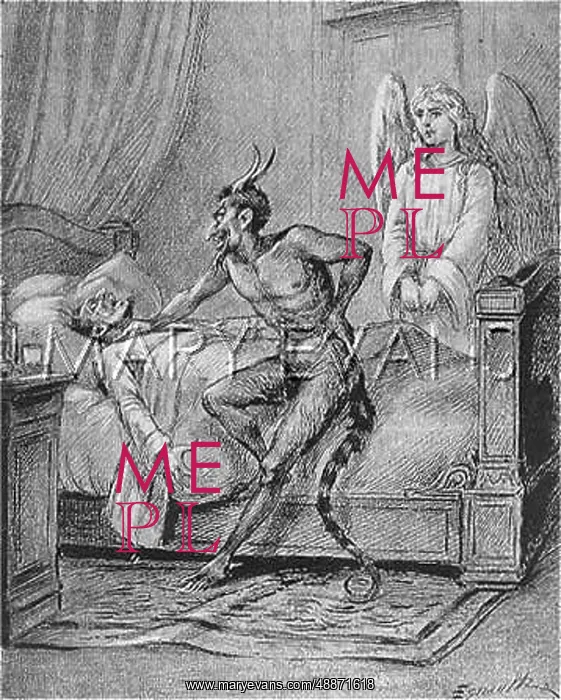 : Devil collects debt of the soul of a dying man : Devil collects debt of the soul of a dying man