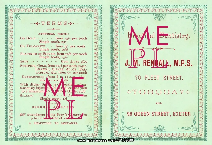 : Devonshire dentist's trade card and price list : Devonshire dentist's trade card and price list