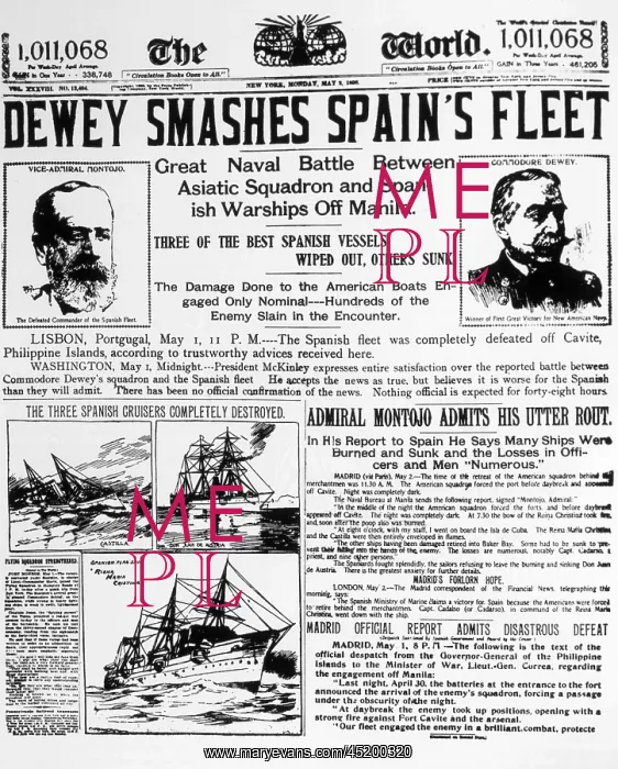 : Dewey smashes Spain's fleet, front page ? : Dewey smashes Spain's fleet, front page ?