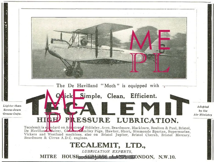 : The DH Moth Is Equipped With Tecalemit : The DH Moth Is Equipped With Tecalemit