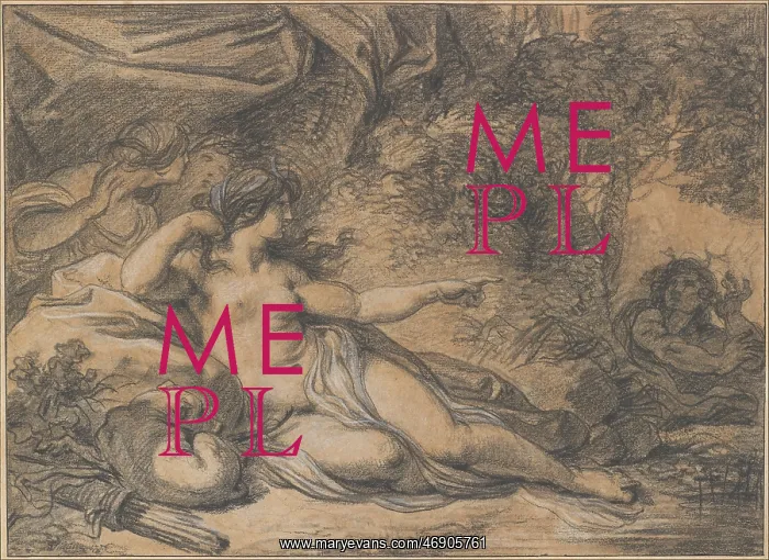 : Diana and Acteon, 1778, Black chalk heightened : Diana and Acteon, 1778, Black chalk heightened