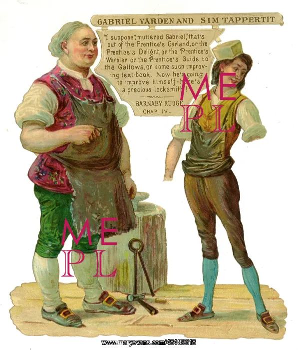 : Dickens scrap - Gabriel Varden and Sim Tappertit : Dickens scrap - Gabriel Varden and Sim Tappertit
