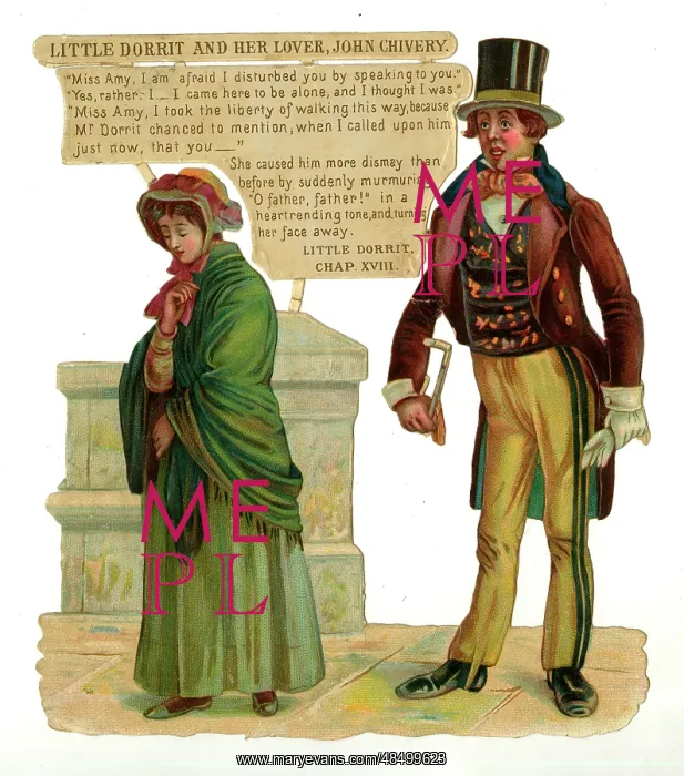 : Dickens scrap - Little Dorrit and John Chivery : Dickens scrap - Little Dorrit and John Chivery