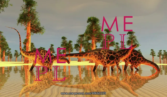 : Dicraeosaurus dinosaurs drinking from a lake : Dicraeosaurus dinosaurs drinking from a lake
