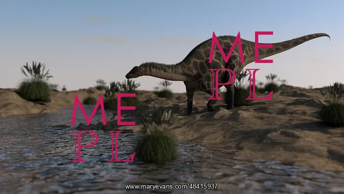 : Dicraeosaurus grazing near a spring : Dicraeosaurus grazing near a spring