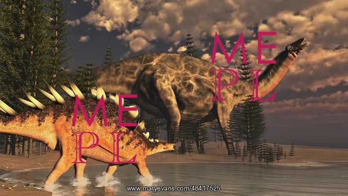 : Dicraeosaurus and Kentrosaurus dinosaur walking along the ? : Dicraeosaurus and Kentrosaurus dinosaur walking along the ?