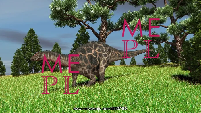 : Dicraeosaurus walking across an open field : Dicraeosaurus walking across an open field