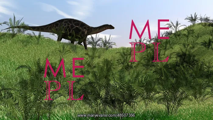 : Dicraeosaurus walking across an open field : Dicraeosaurus walking across an open field