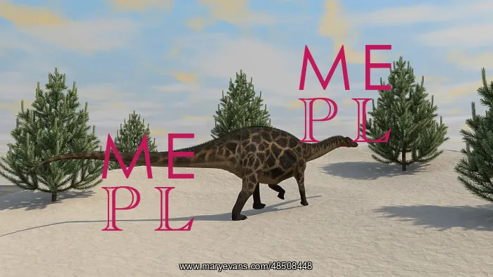 : Dicraeosaurus walking in a prehistoric environment with ? : Dicraeosaurus walking in a prehistoric environment with ?