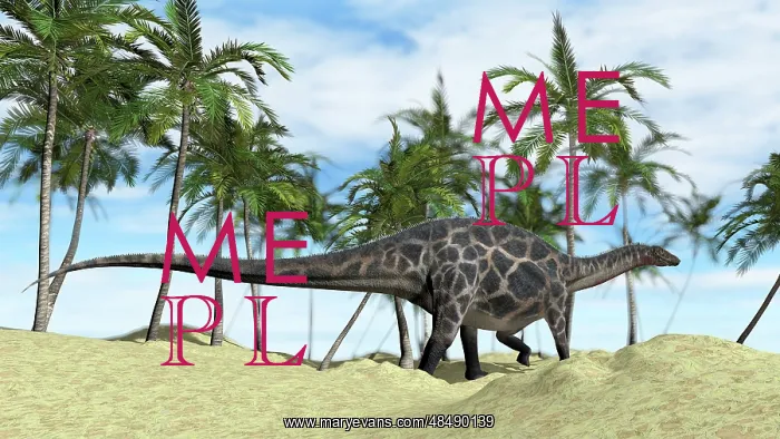 : Dicraeosaurus walking across a prehistoric landscape : Dicraeosaurus walking across a prehistoric landscape