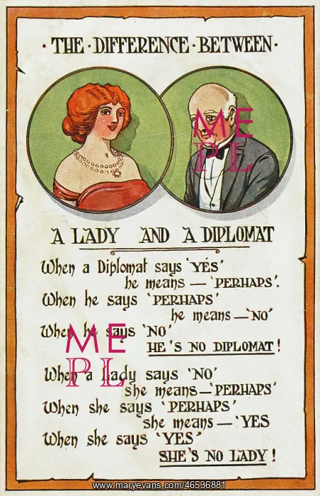 : Difference between a Lady and a Diplomat : Difference between a Lady and a Diplomat