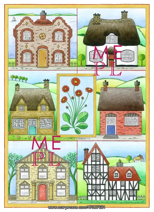 : Six different houses and a flower : Six different houses and a flower