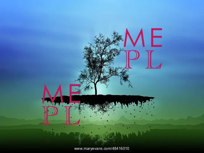 : Digitally generated image of a flying tree : Digitally generated image of a flying tree