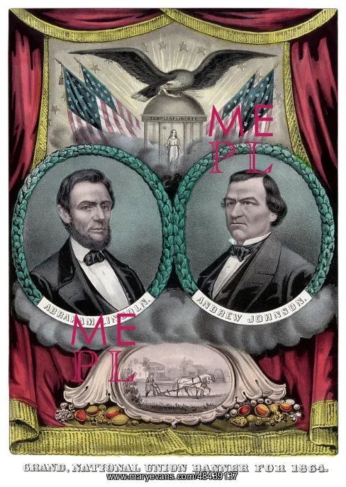 : Digitally restored 1864 election banner : Digitally restored 1864 election banner