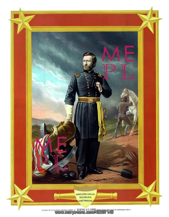 : Digitally restored Civil War artwork of General : Digitally restored Civil War artwork of General