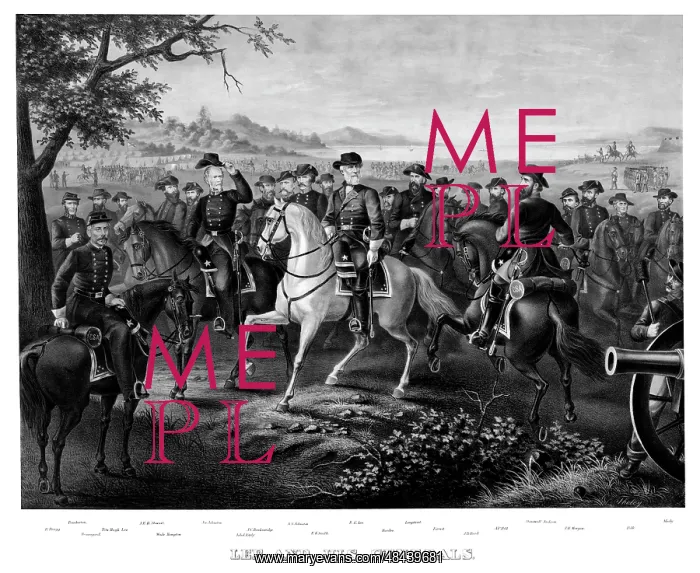 : Digitally restored Civil War print of General : Digitally restored Civil War print of General