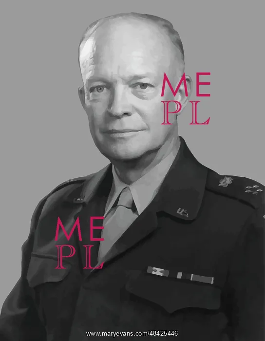 : Digitally restored vector portrait of Dwight D. Eisenhower : Digitally restored vector portrait of Dwight D. Eisenhower