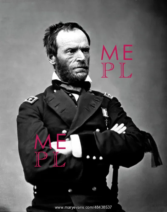 : Digitally restored vector portrait of General Sherman : Digitally restored vector portrait of General Sherman