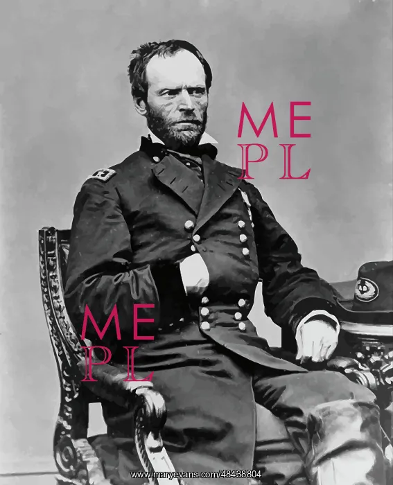 : Digitally restored vector portrait of General Sherman : Digitally restored vector portrait of General Sherman