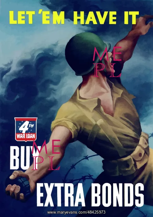 : Digitally restored war propaganda poster : Digitally restored war propaganda poster