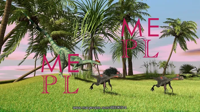 : A Dilophosaurus chasing two Gigantoraptors across a grassy ? : A Dilophosaurus chasing two Gigantoraptors across a grassy ?