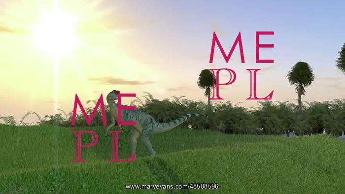  : Dilophosaurus hunting for its next meal in an open field