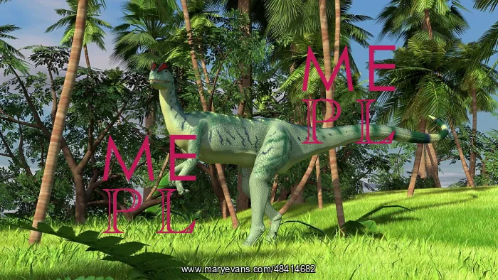  : Dilophosaurus hunting in a prehistoric environment