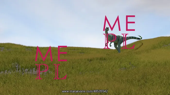 : Dilophosaurus walking across prehistoric grasslands