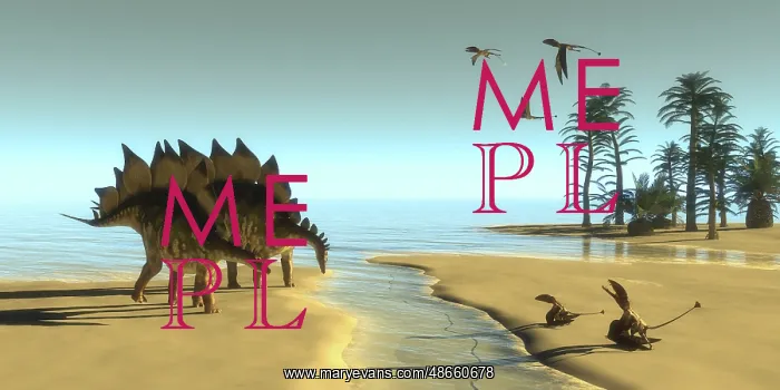 : Dimorphodon reptiles fly over two Stegosaurus : Dimorphodon reptiles fly over two Stegosaurus
