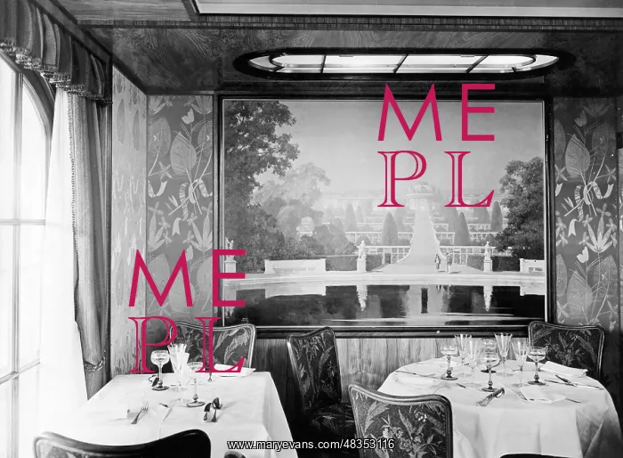 : Dining room of the Caribia, 1935 : Dining room of the Caribia, 1935