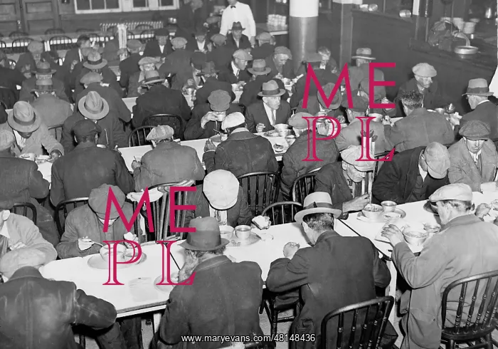 : Dining room of an emergency shelter, 1933 : Dining room of an emergency shelter, 1933