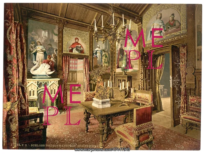 : Dining room, Neuschwanstein Castle, Upper Bavaria, Germany : Dining room, Neuschwanstein Castle, Upper Bavaria, Germany
