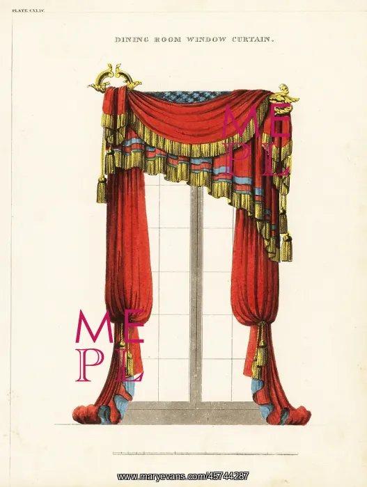 : Dining room window curtains, Regency style : Dining room window curtains, Regency style