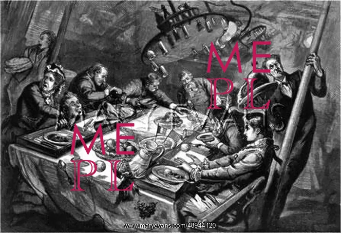 : Dining Saloon in a Gale, Atlantic Ocean, 1879 : Dining Saloon in a Gale, Atlantic Ocean, 1879