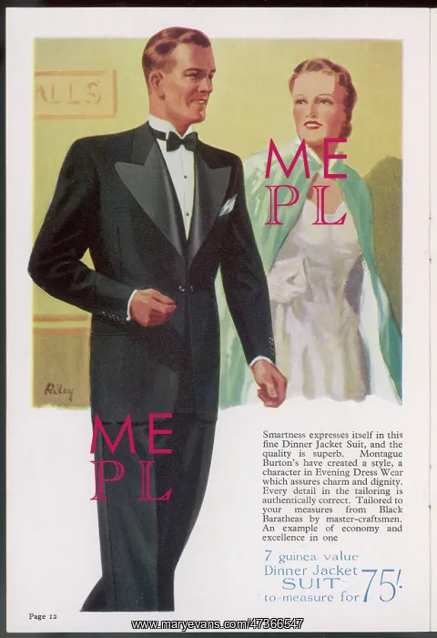 : DINNER JACKET SUIT 1938 : DINNER JACKET SUIT 1938