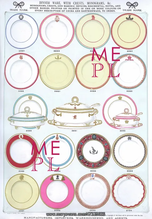 : Dinner Ware with Crests, Monograms, Plate 15 : Dinner Ware with Crests, Monograms, Plate 15