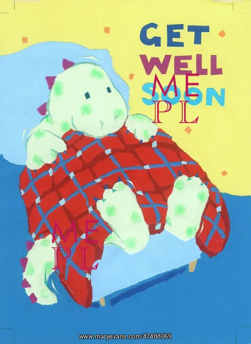  : Dinosaur in bed - Get Well Soon