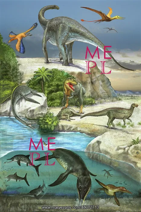: Dinosaurs and aquatic reptiles in a prehistoric environment : Dinosaurs and aquatic reptiles in a prehistoric environment