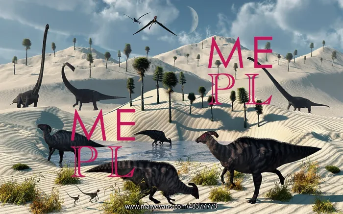 : Dinosaurs gather at a life saving oasis : Dinosaurs gather at a life saving oasis