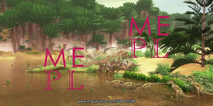 : Dinosaurs grazing along a Cretaceous river : Dinosaurs grazing along a Cretaceous river
