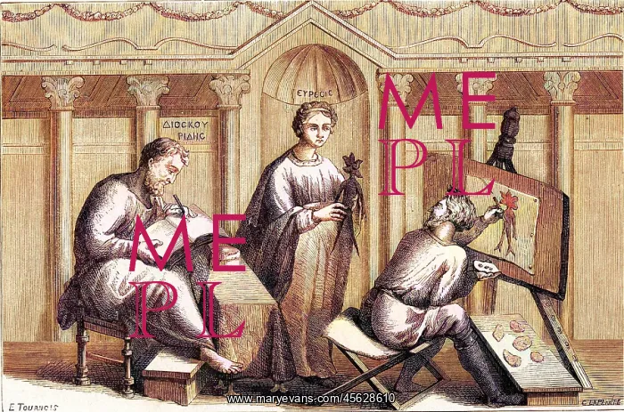 : Dioscorides receives a mandrake root from Euresis : Dioscorides receives a mandrake root from Euresis