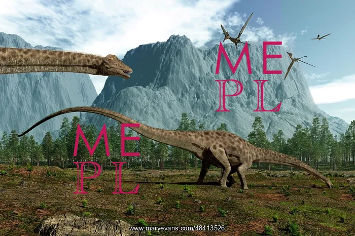 : Diplodocus dinosaurs graze while pterodactyls fly overhead : Diplodocus dinosaurs graze while pterodactyls fly overhead
