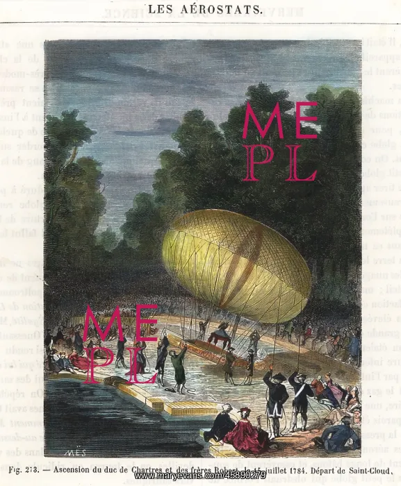 : Dirigible flight by the Duc de Chartres and : Dirigible flight by the Duc de Chartres and