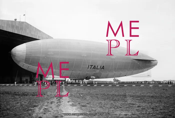 : The dirigible Italia outside the : The dirigible Italia outside the