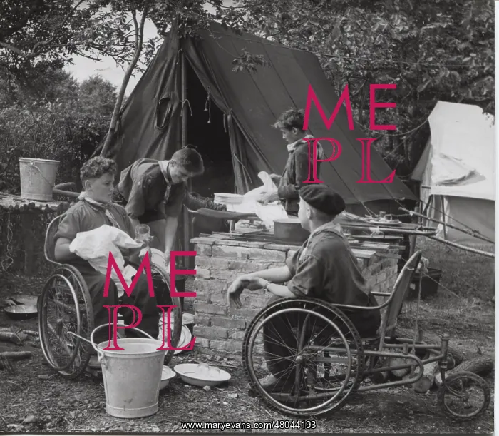 : Disabled French scouts at camp : Disabled French scouts at camp