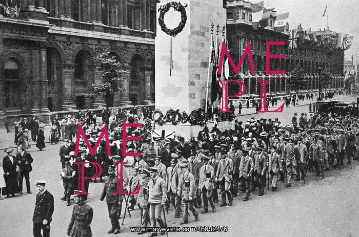: Disabled men from Roehampton at the Cenotaph, 1919 : Disabled men from Roehampton at the Cenotaph, 1919