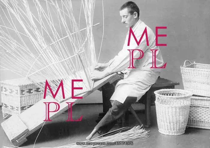 : Disabled veteran basket weaver, 1916 : Disabled veteran basket weaver, 1916