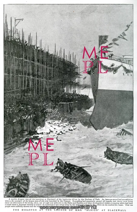 : Disaster at the launch of H.M.S Albion at Blackwall 1898 : Disaster at the launch of H.M.S Albion at Blackwall 1898